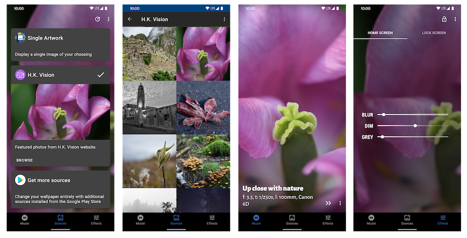 H.K. Vision Muzei Plugin for Android Demo Screenshots